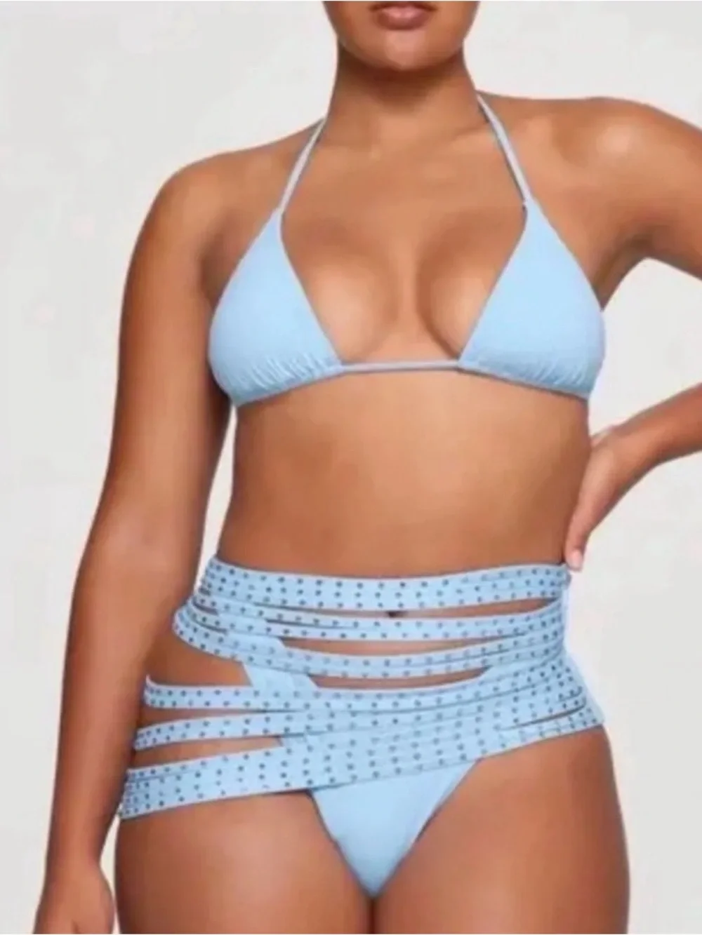 NWT - SKIMS- Rhinestone Swim Strappy Cover Up Skirt - Iris Blue - Small